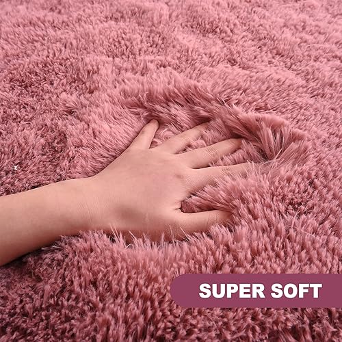 Miniatura 3 de Comeet Super Soft Bedroom Rug Fluffy Carpets 4 x 6 Feet Black Shaggy Area Rug for Living Room Bedroom Baby Room Non-Slip Indoor Room Carpet for Kids