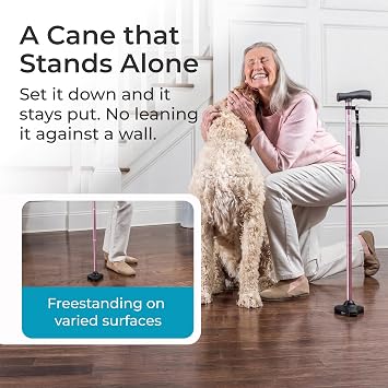 HurryCane HCANE-PP-C2 Freedom Edition Foldable Walking Cane with T Handle