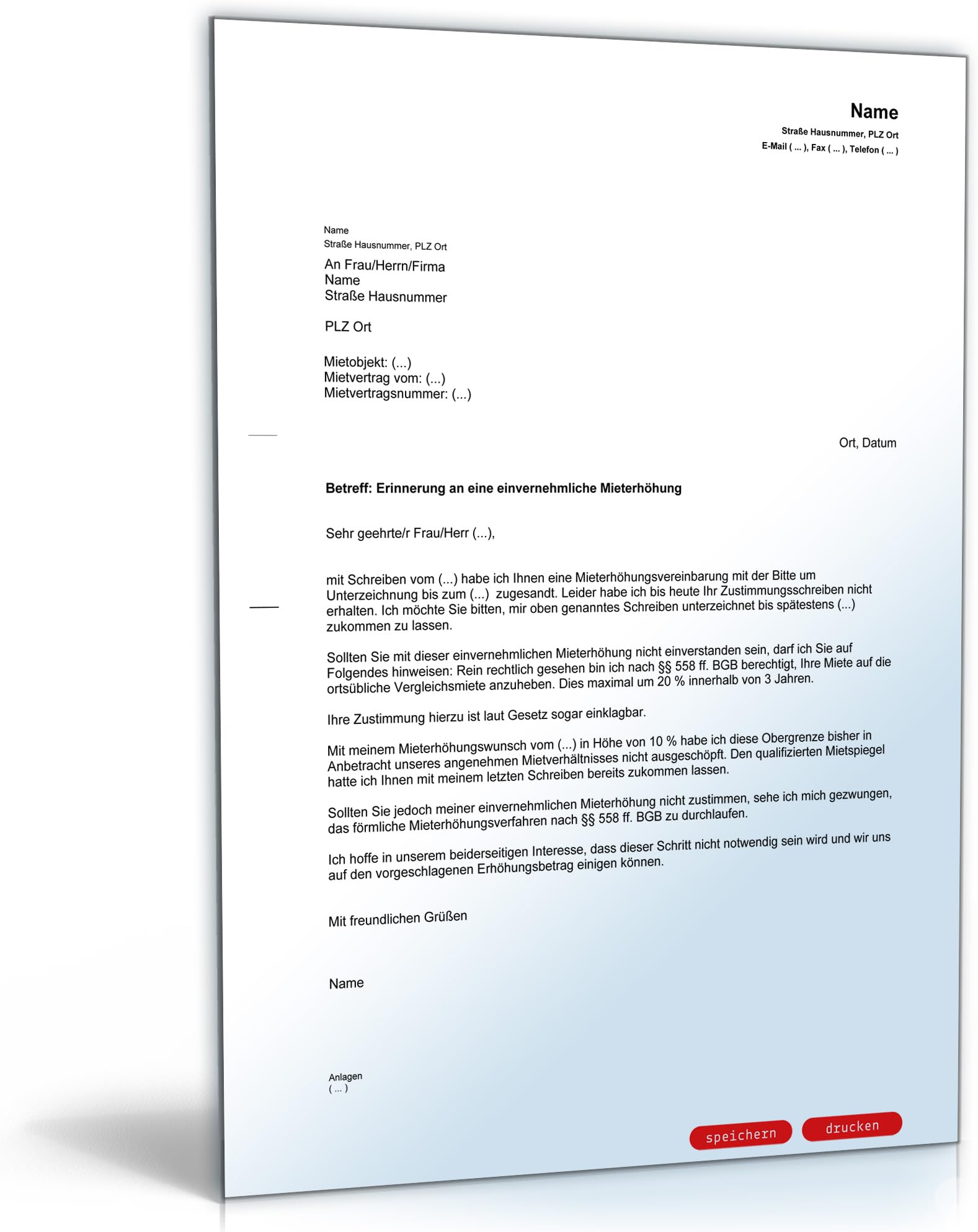 Erinnerung Mieterhohung Einvernehmlich Pdf Download Amazon De Software