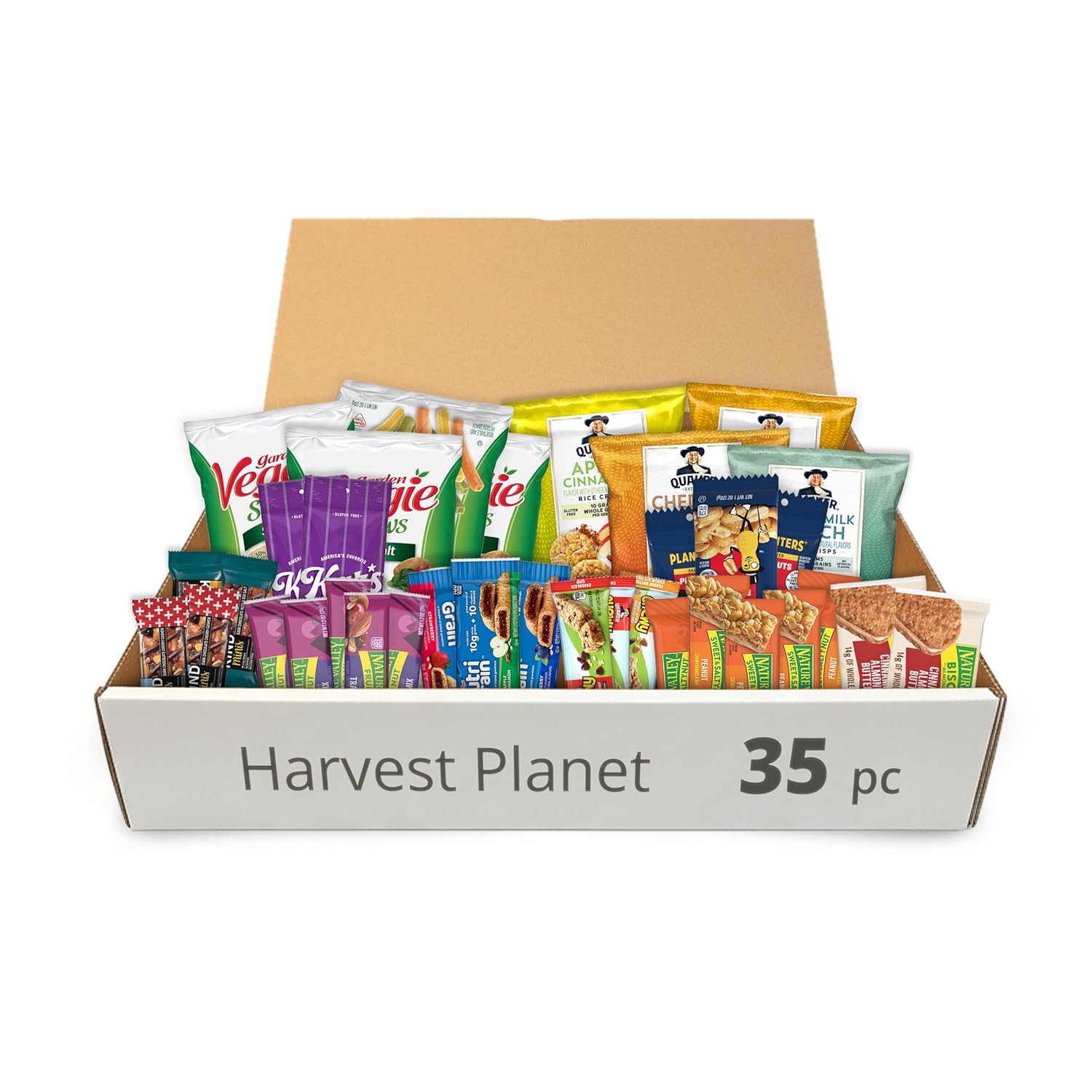 Harvest Planet 35-Pack Healthy Snack Variety Box - Corporate Care Package for Small Office Breakrooms & Business Meetings - Bulk Snacks Individually Wrapped - 35.38 oz