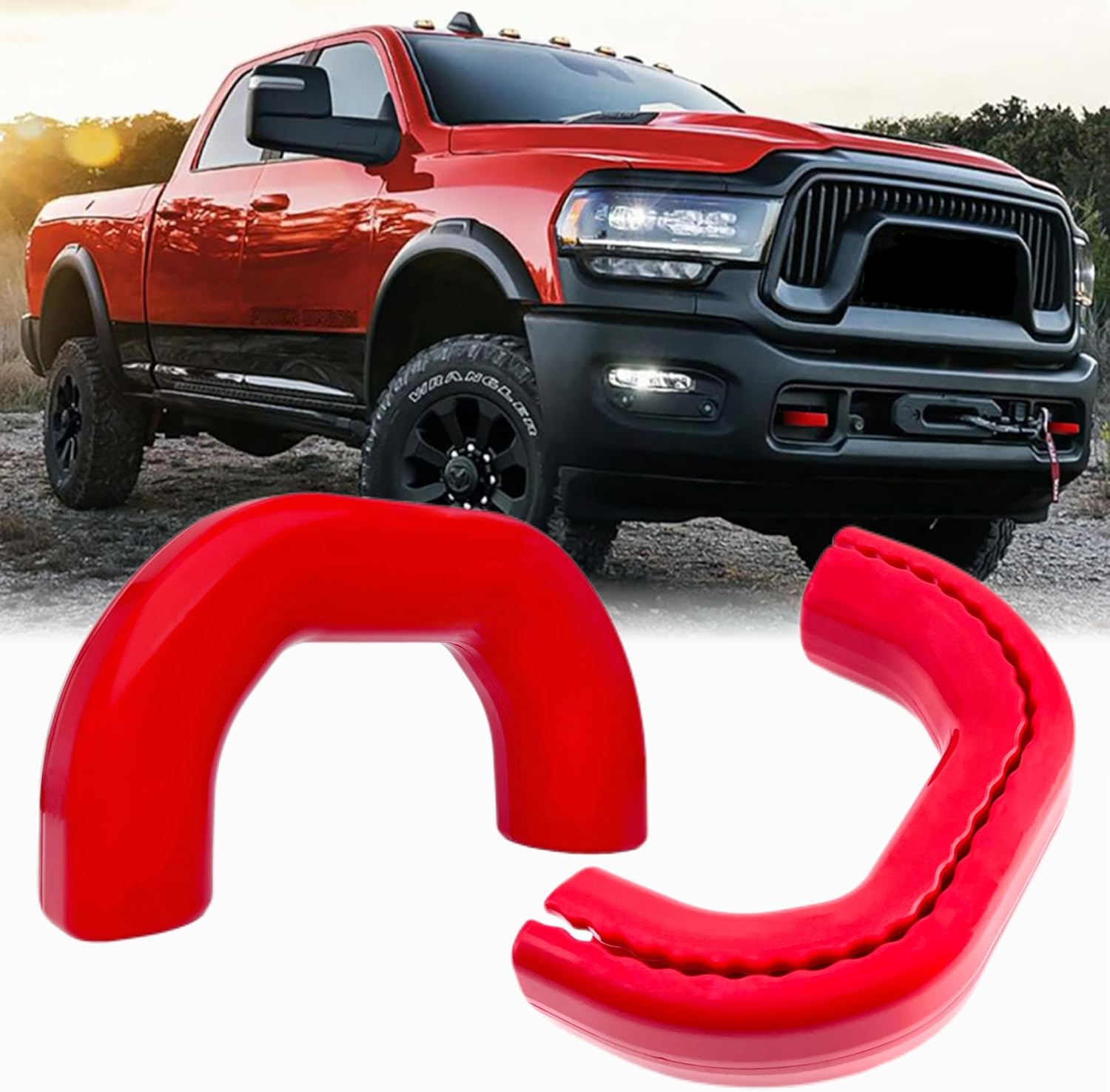 Custom Tow Hook Covers Fits for 2019-2025 RAM 2500/3500,Tow Hitch Cover Car Tow Hooks Compatible with Dodge RAM 2500 and RAM 3500 Accessories 2019-2025 (Red)