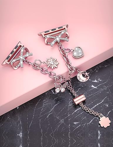 Miniatura 4 de Minyee Compatible con correa de Apple Watch de 4140384445464942mm para mujer, elegante pulsera de joyería de acero inoxidable metálico con diamantes