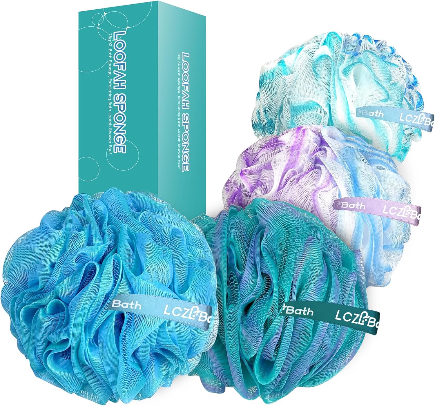 Loofah 4 Pack 75g Extra Large Loofa Set Soft Bath Sponge Thick Body Wash Puffs for Shower Loofah 4 Pack 75g Extra Large Loofa Set Soft Bath Sponge Thick Body Wash Puffs for Shower