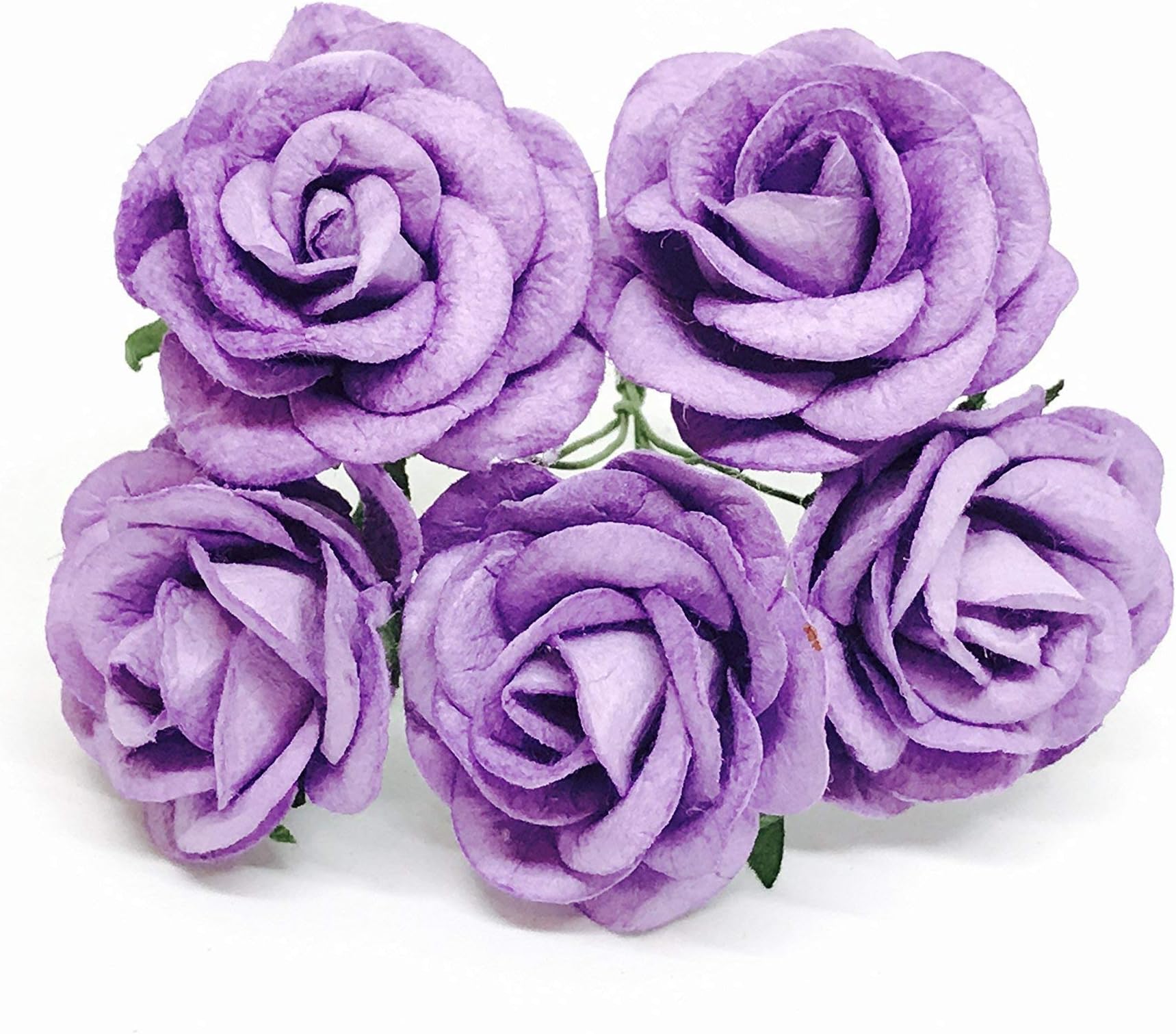 1.5" Purple Paper Flowers Mulberry Paper Flowers Paper Roses DIY Wedding Wedding Decor DIY Paper Bouquet Artificial Flowers Wedding Crafts Home Decorations, 12 Pieces