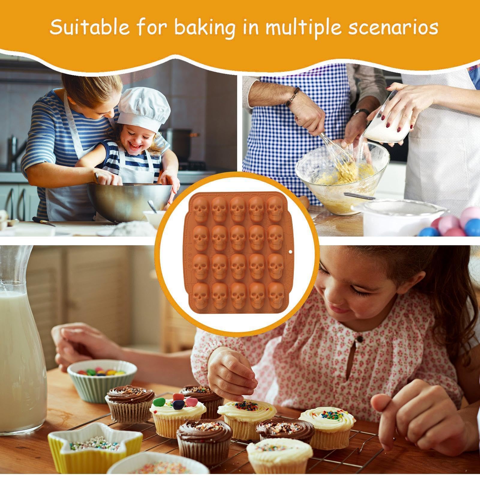 Stampo a Forma di Teschio Halloween Pasticceria Torta Cioccolato Dessert | Stampo Da Caramelle A Teschio Per uso domestico, cucina, forno, pasticceria, panetteria, ristoranti e caffè