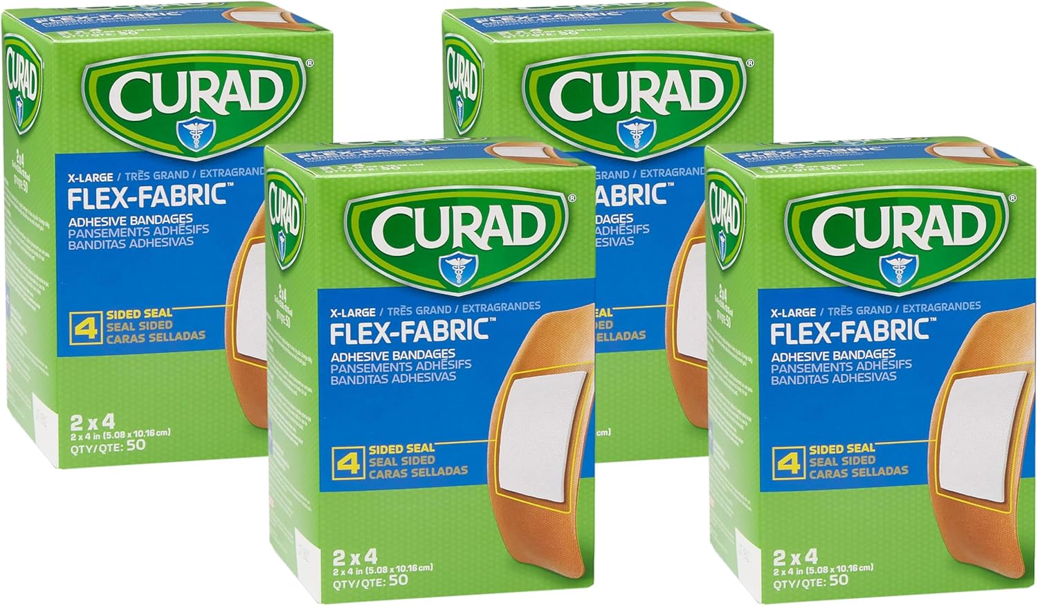 Curad Flex-Fabric Adhesive Bandages with Stretch to Conform to Wounds, 2 x 4 Inches, (50 Count)