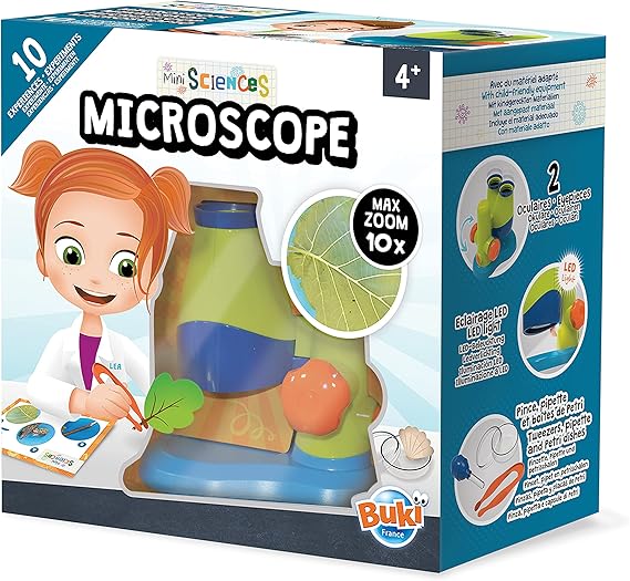 Buki Toys Buki My First Binocular Microscope Preschool Educational Toll and Toy Set for Junior