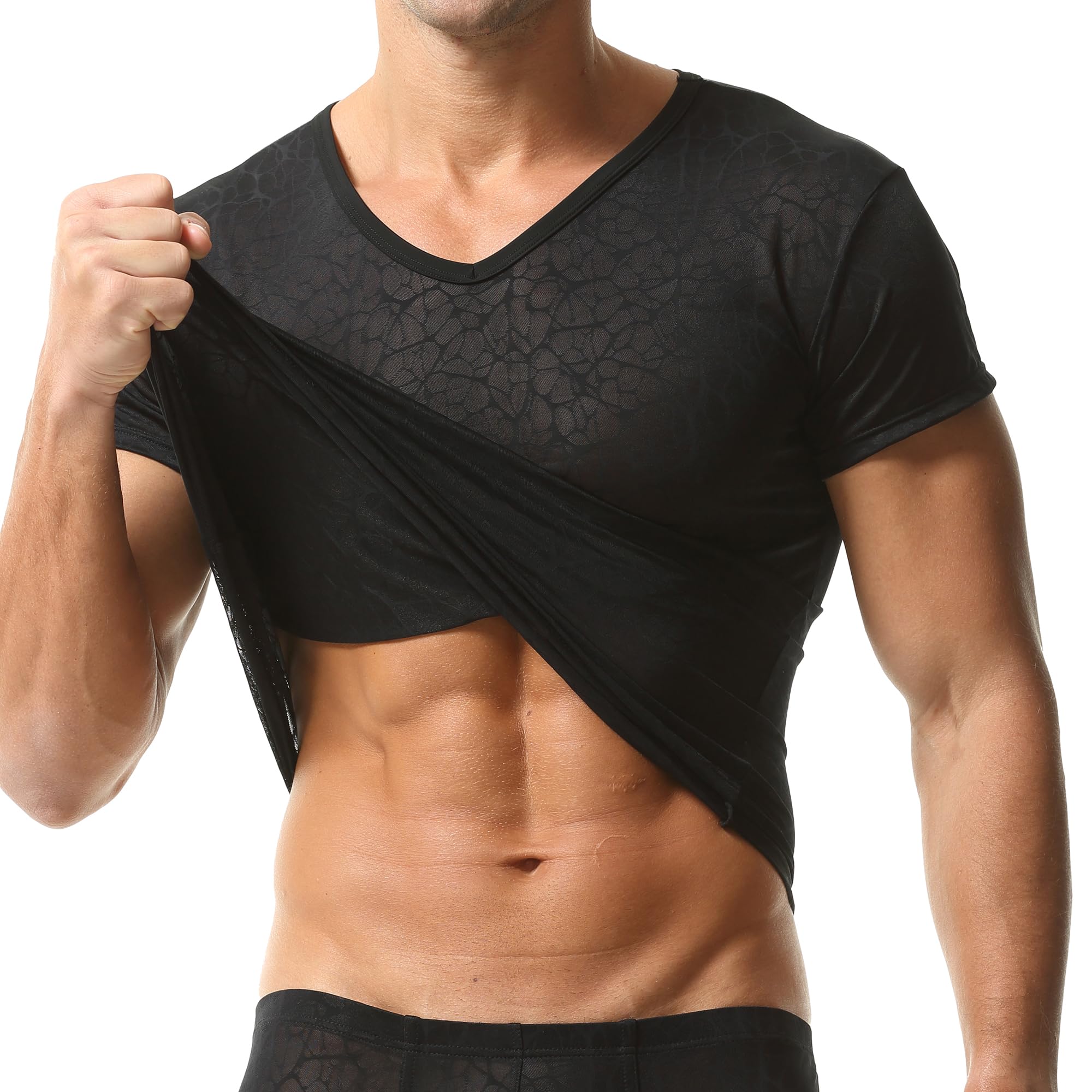 QiaTi Herren Unterhemd Kurze Ärmel T-Shirt Rundhalsausschnitt Slim Fit Body Shaper Unterwäsche für Männer Daily
