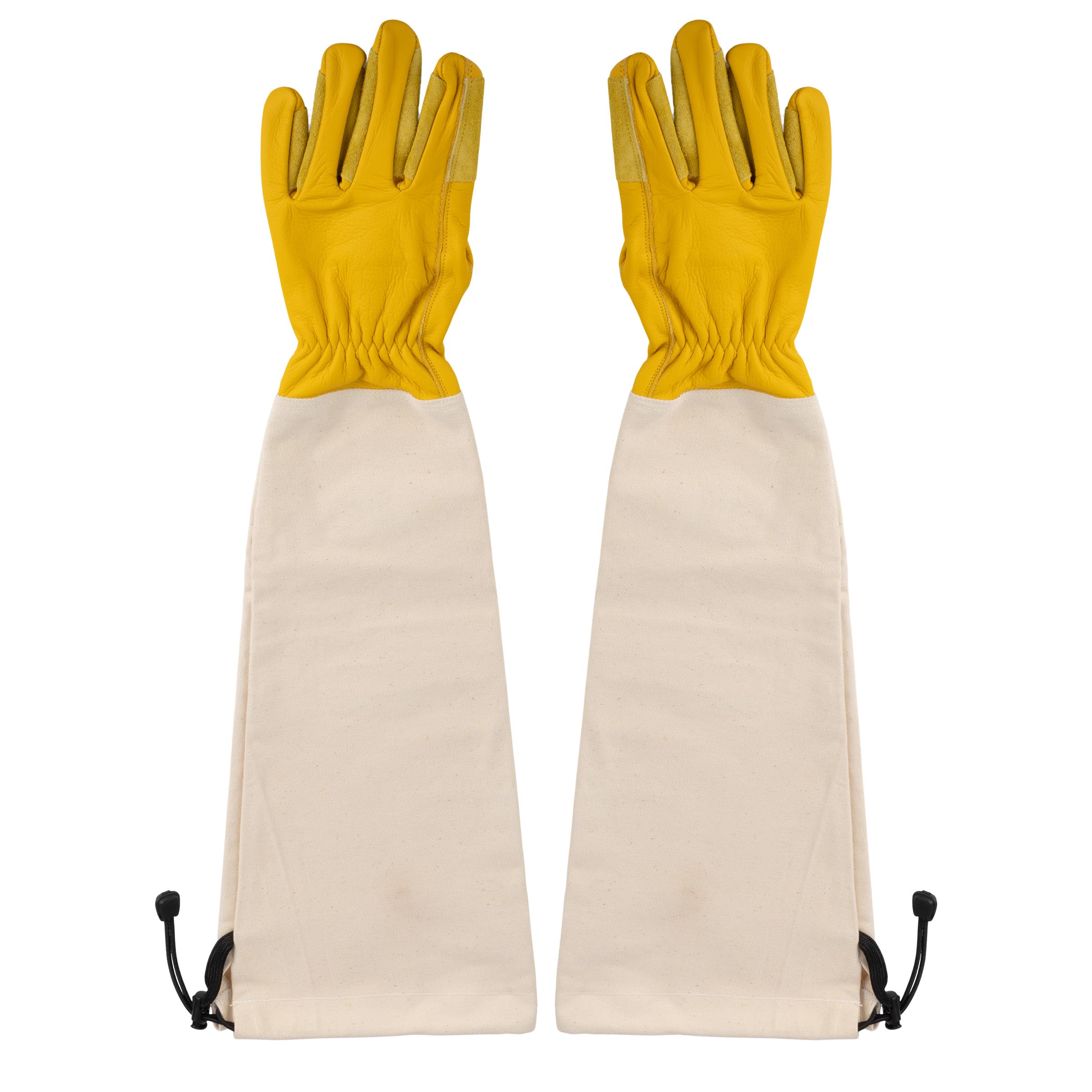 Kings County Tools Lange Gartenhandschuhe für Damen und Herren - Atmungsaktive Canvas und dornfeste Leder Gartenhandschuhe mit Armschutzhandschuh zum Beschneiden, Pflanzen, Rosenkaktus oder Brombeeren