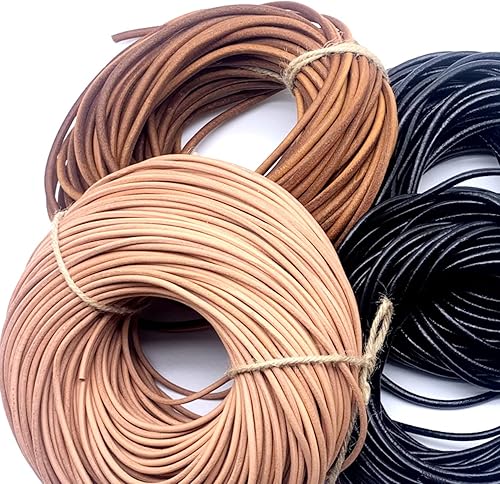 Miniatura 8 de Cuerda redonda de cuero genuino de 0.118 in0.157 in0.197 in, cuerda redonda para manualidades, collar, pulsera, accesorios para hacer joyas