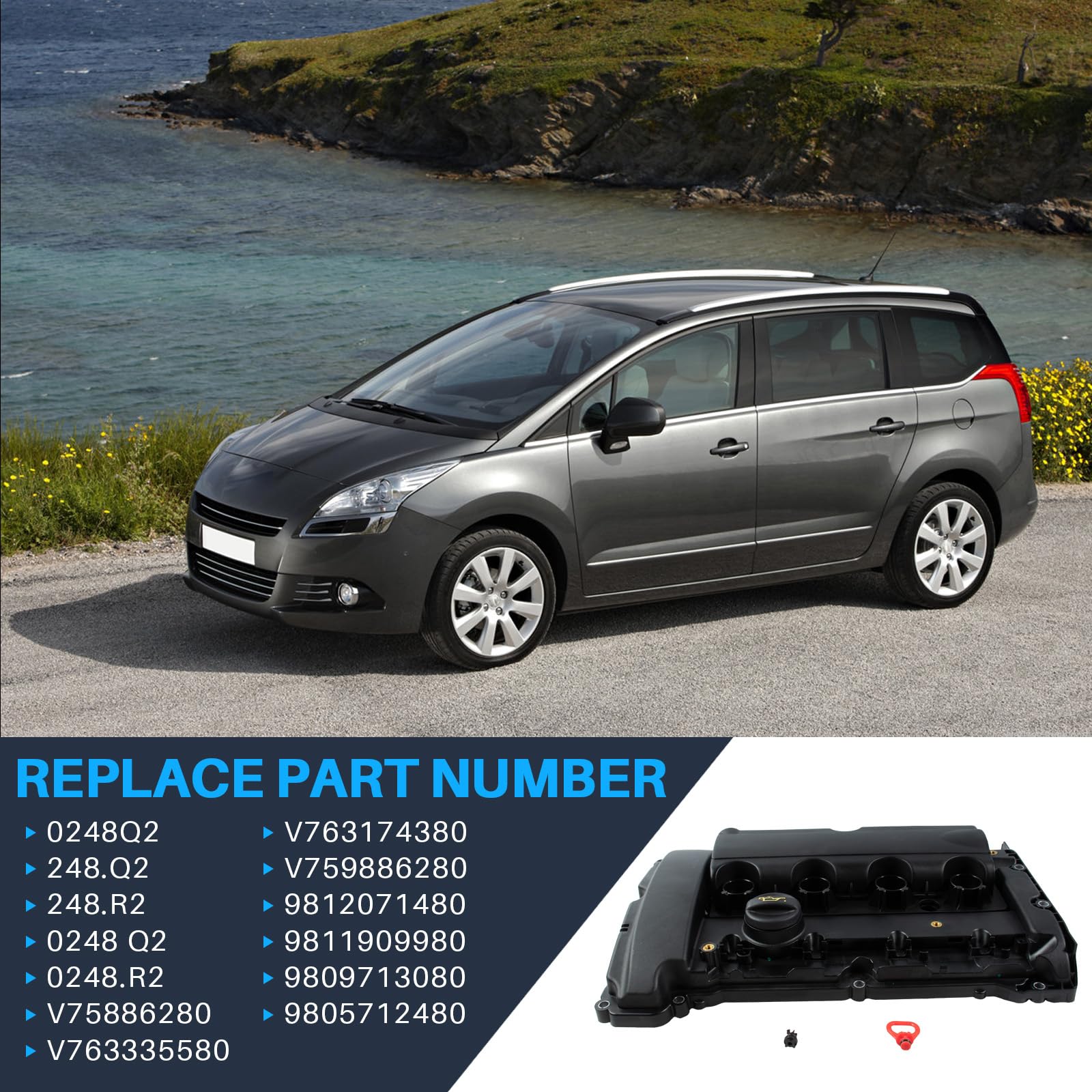 Tapa de válvula de cilindro de repuesto para C4 C5 DS3 DS4 DS5 207 208 308 408 508 3008 5008 RCZ Coupé número de pieza V759886280 0248Q2 9812071480 981480 19099 80 cm