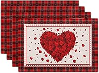 Vista 56 de Giwawa Juego de 4 manteles individuales decorativos de feliz cumpleaños, regalos de pastel de cumpleaños, banderas de colores, globos de confeti