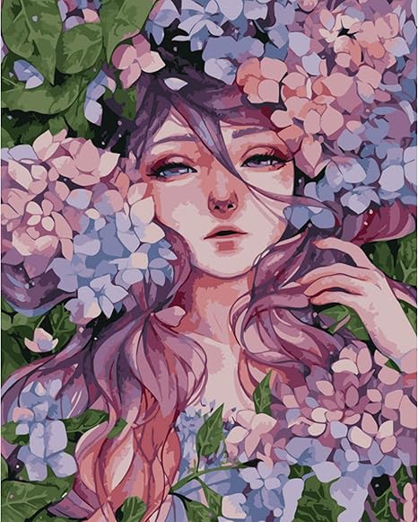 Amazon Co Jp Fisosuh Diyデジタル油絵キャンバス油絵ギフト大人の子供の絵画デジタルキット家の装飾40 50センチかわいい女の子 ホビー