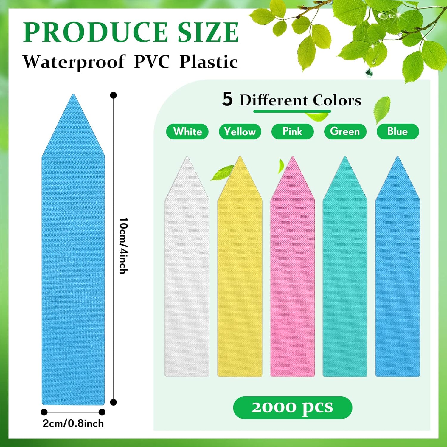 Geetery 2000 Pcs Plastic Plant Labels 4'' Garden Plant Markers Nursery Name Tags Waterproof Pot Label Stakes Planting Sticks for Seeds Summer Outdoor Indoor Garden Flowers(Mix Color) - Image 2