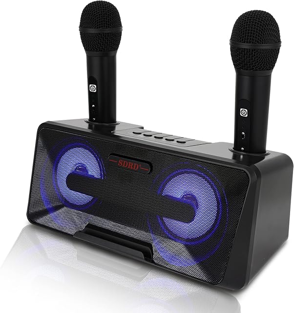 Karaoke Machine for Adults and Kids,Portable Bluetooth Karaoke Machine with lyrics display , PA Speaker System with 2 Wireless Bluetooth Microphone Best Birthday Gift for Boys and Girls(Black)