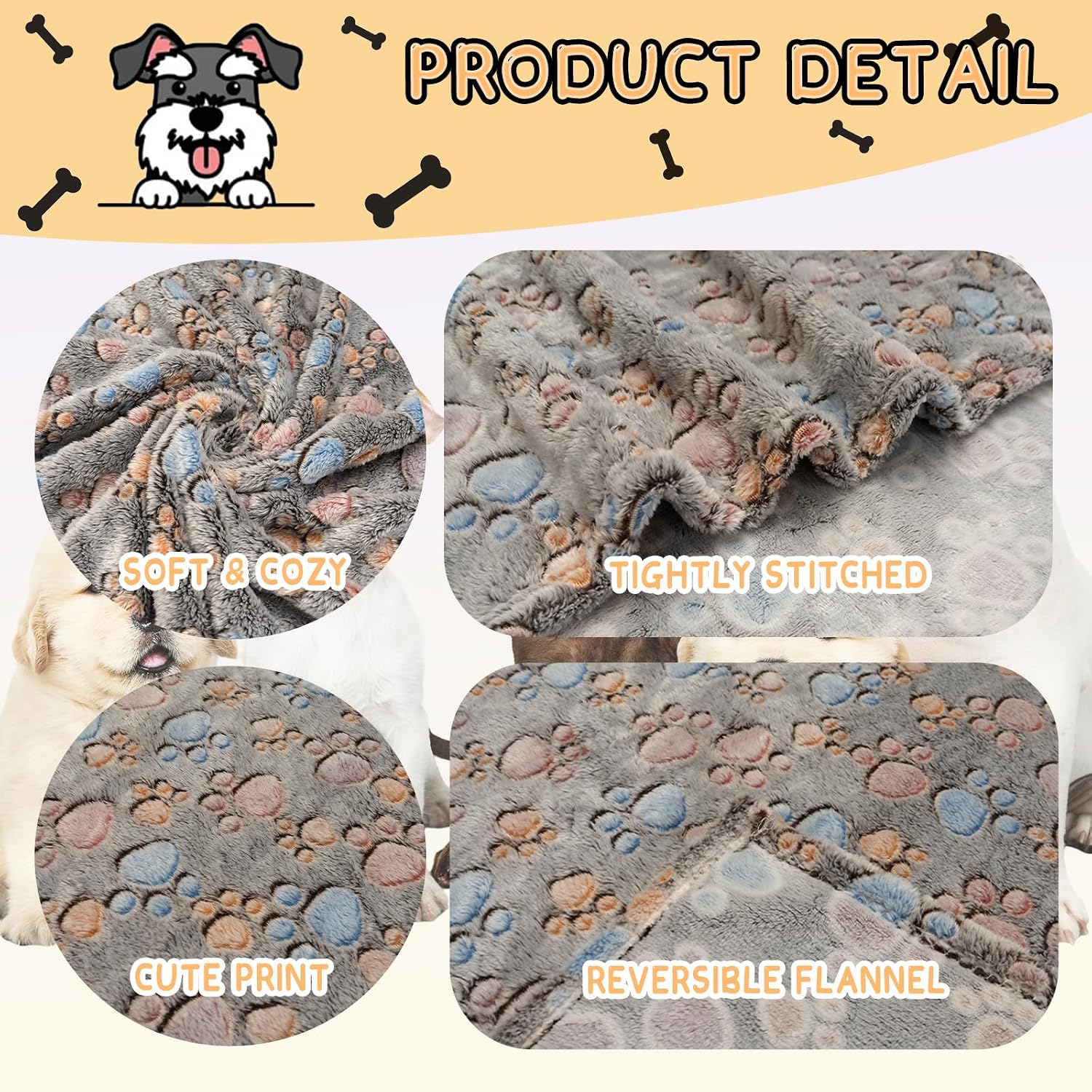  Blanket for Large Dogs & Cats Soft Reversible Cute Paw 40"x31" thumbnail