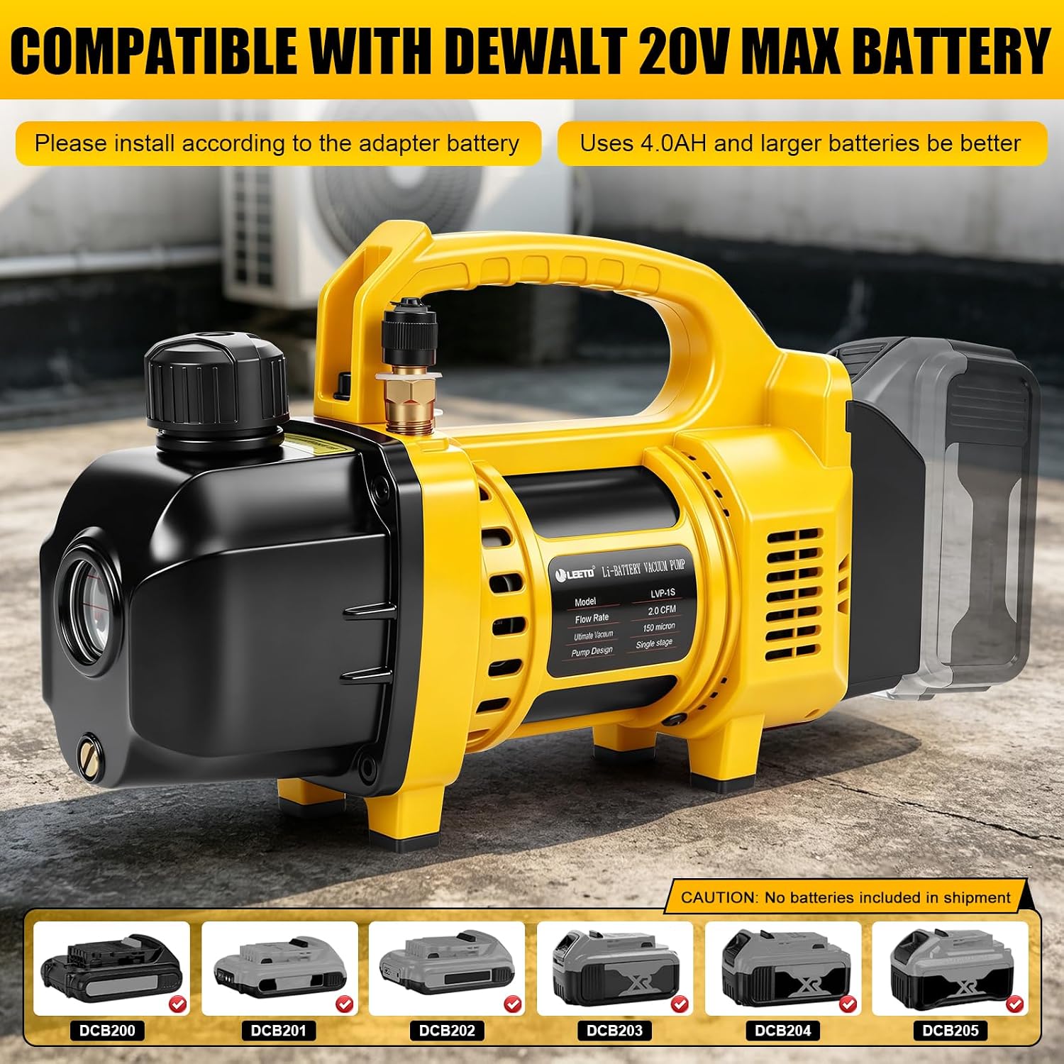 Cordless HVAC Vacuum Pump for Dewalt 20V Max Battery (No Battery)