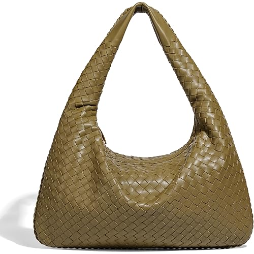 Rejolly Woven Hobo Bag for Women Leather Shoulder Tote Handbag Trendy Purse