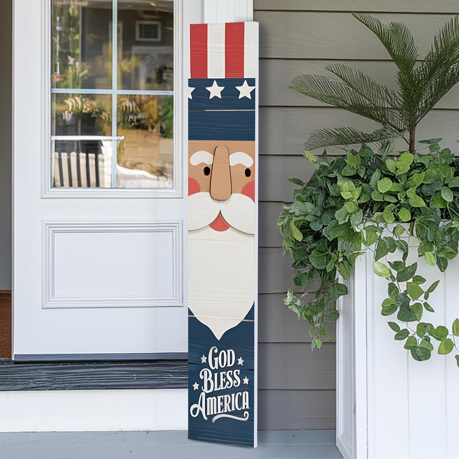 Patriotic Welcome Porch Sign, Custom American Welcome Sign for Front Door Welcome Home Decorations for Outdoors, 48x8" PVC Sign p (Design 3 (Non-Custom))