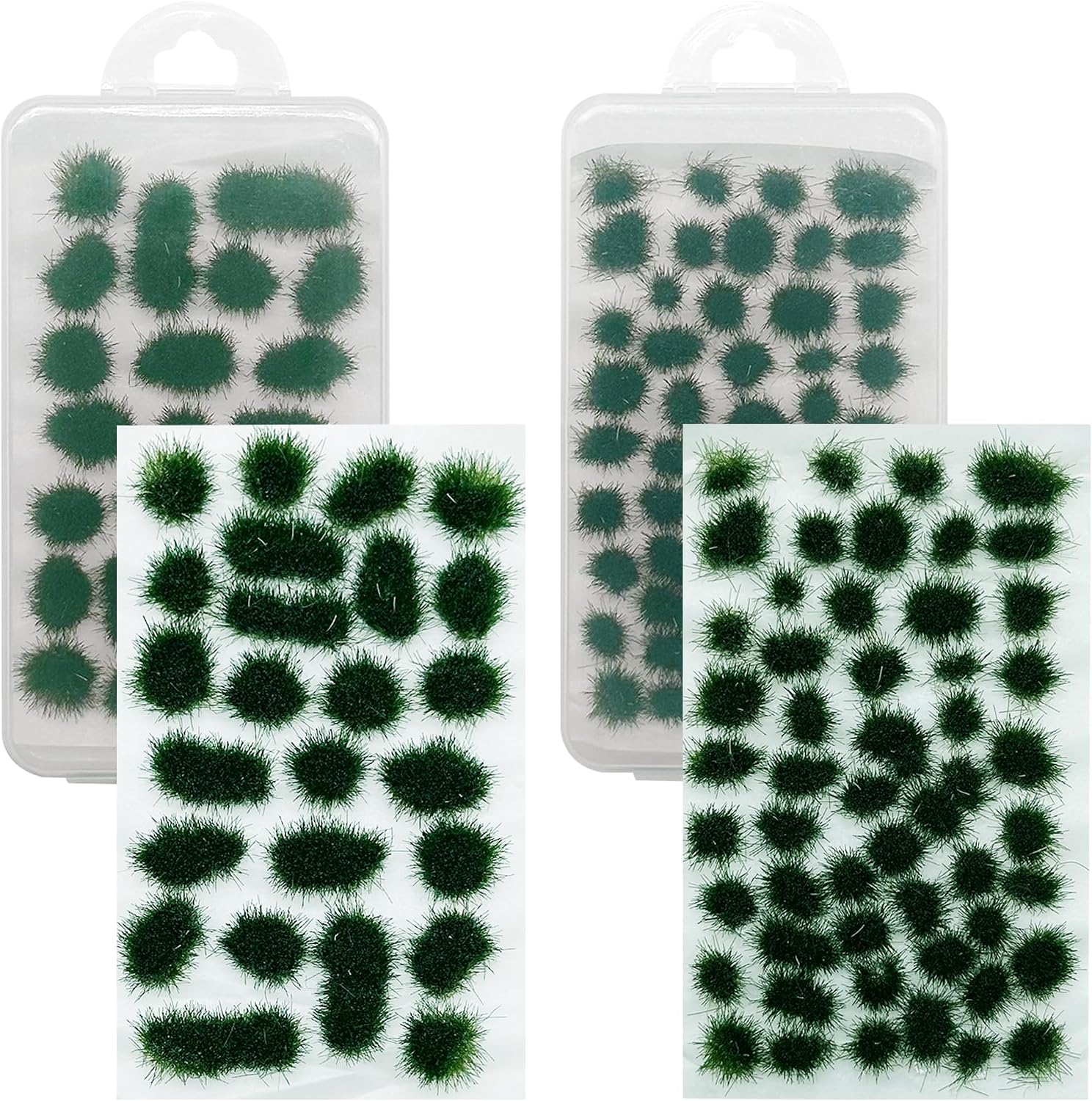 78 Static Grass Tuft 2 Size Static Grass Static Dark Green Grass Tufts Miniature Shrubs Bushes for Miniature Tabletop Model Railway Off-Road Construction