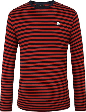 SSLR-Long-Sleeve-Tee-Shirts-for-Men-Striped T Shirts Crewneck Cotton Causal