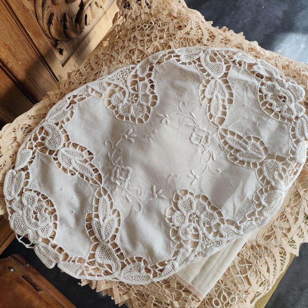 1800sフランスアンティーク　お花の刺繍ケープレースコートヴァレシエンヌレース 1800sフランスアンティーク お花の刺繍ケープレースコートヴァレ