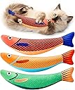 Potaroma Cat Toys Saury Fish, 3 Pack, Catnip Crinkle Sound, Soft and Durable, Interactive Kitten Kicker for Indoor Kitty Exercise 9.4 Inches for All Breeds