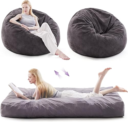 Miniatura 6 de Puf gigante para adultos, sillas puf convertibles para colchón de piso, puf grande con relleno de espuma de alta densidad, puf, sofá cama, lavable a