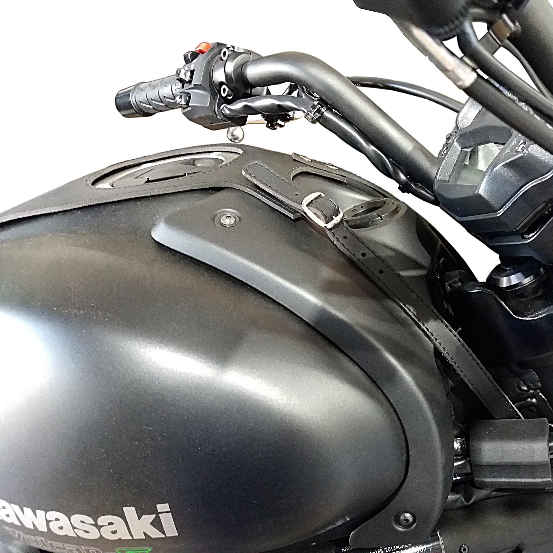 Cubierta de tanque negro SPAAN de cuero compatible con KAWASAKI VULCAN S 650