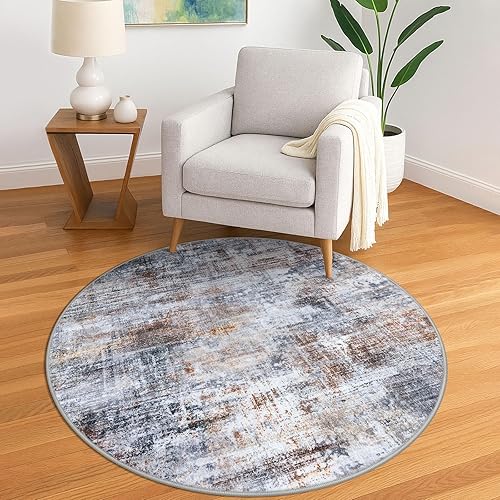 Miniatura 216 de IOHOUZE Alfombra pequeña abstracta de 2 x 3 pies, alfombra de entrada lavable para entrada interior, alfombras con respaldo de goma, alfombra Gris