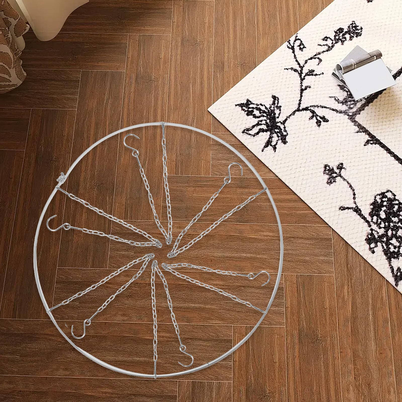 Anneau Suspendre Rond en Métal Inoxydable 60 Cm pour Rideaux de Plafond, Kit de Drapage Décoratif pour Mariage et Cérémonie, Support Robuste et Ajustable, Accessoire Intérieur