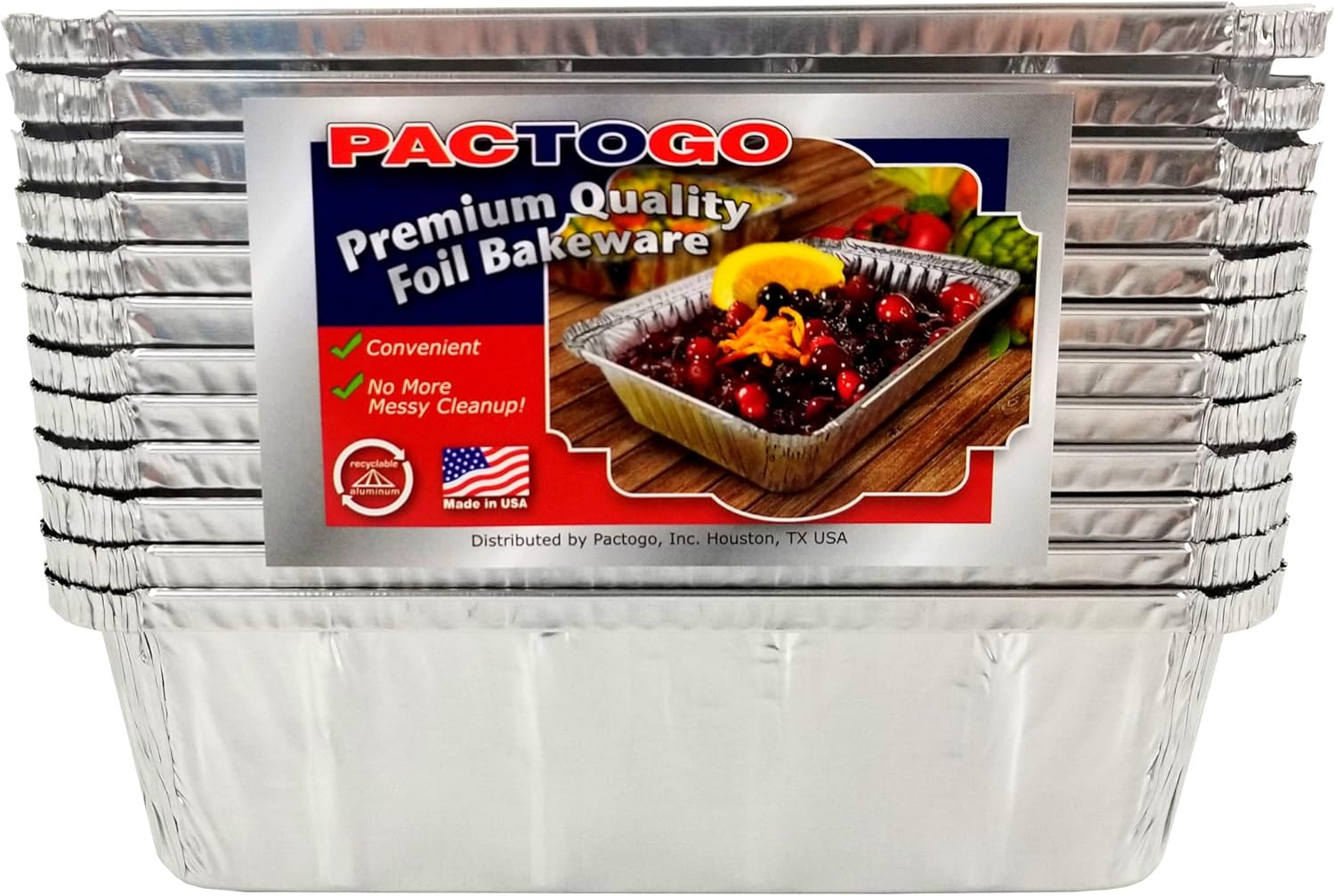 PACTOGO 2 lb. Aluminum Foil Loaf/Bread Pan Tins w/Clear Dome Lid (Pack of 500 Sets)