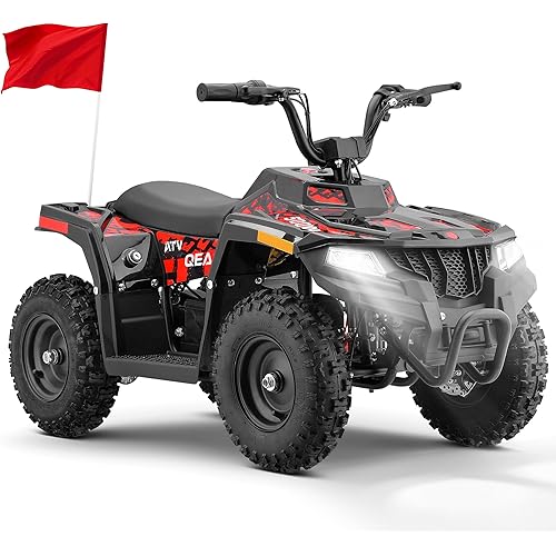 Electric ATV for Kids, 500W 36V Electric 4 Wheeler 12/15MPH Adjustable Speed, Electric Quad with Double Shock Absorption and Disc Brake,Capable of Bearing 143 lbs (Red02)