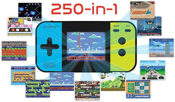 Lexibook, Console de Jeux Portable Compact Cyber Arcade®, 250 Jeux, Jeu vidéo Enfant Adolescent, écran LCD, à Piles, Noir/Bleu/Vert, JL2377 - 3