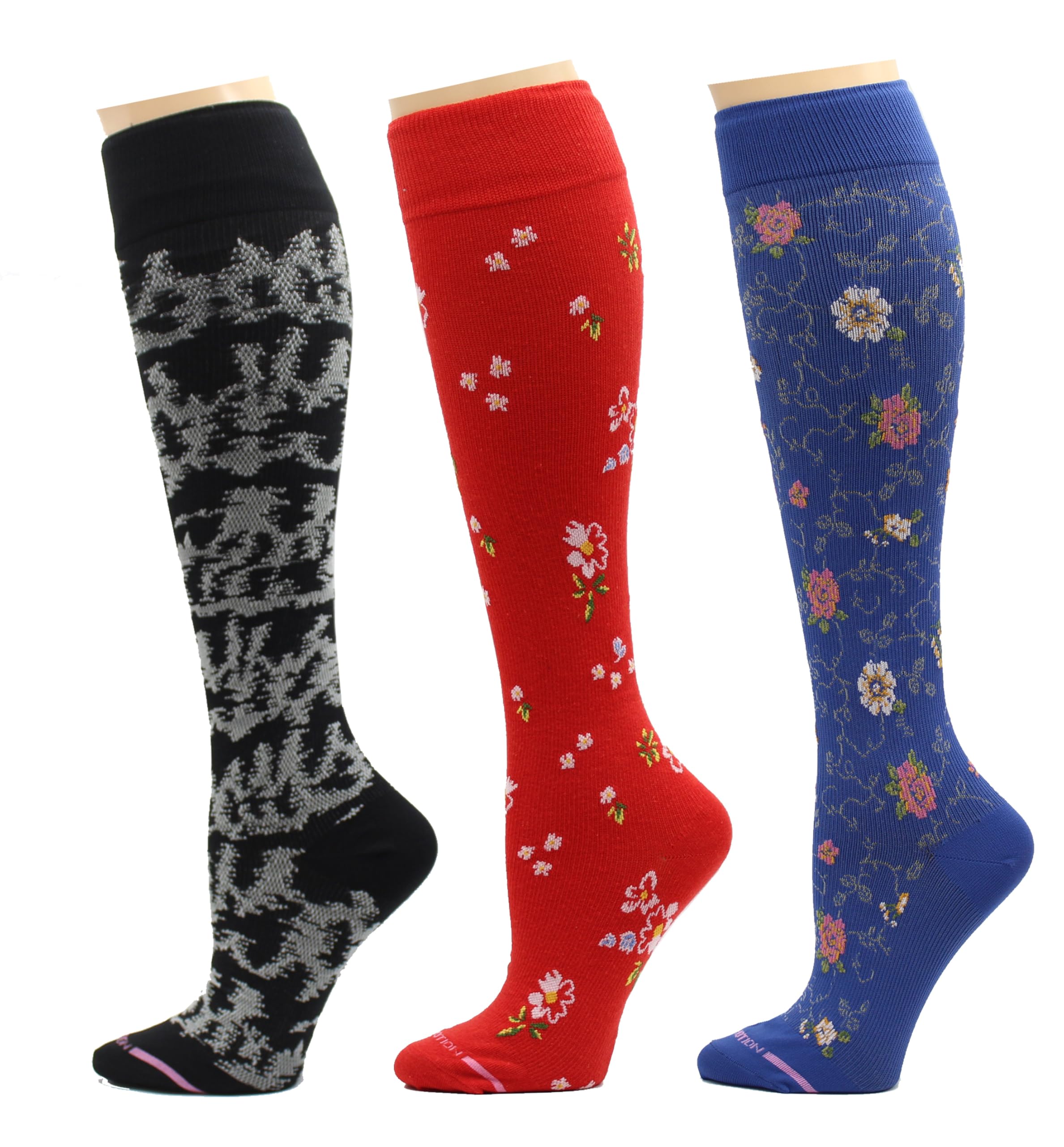 Dr. Motion 3 Pairs Therapeutic Graduated Compression Women's Knee-hi Socks