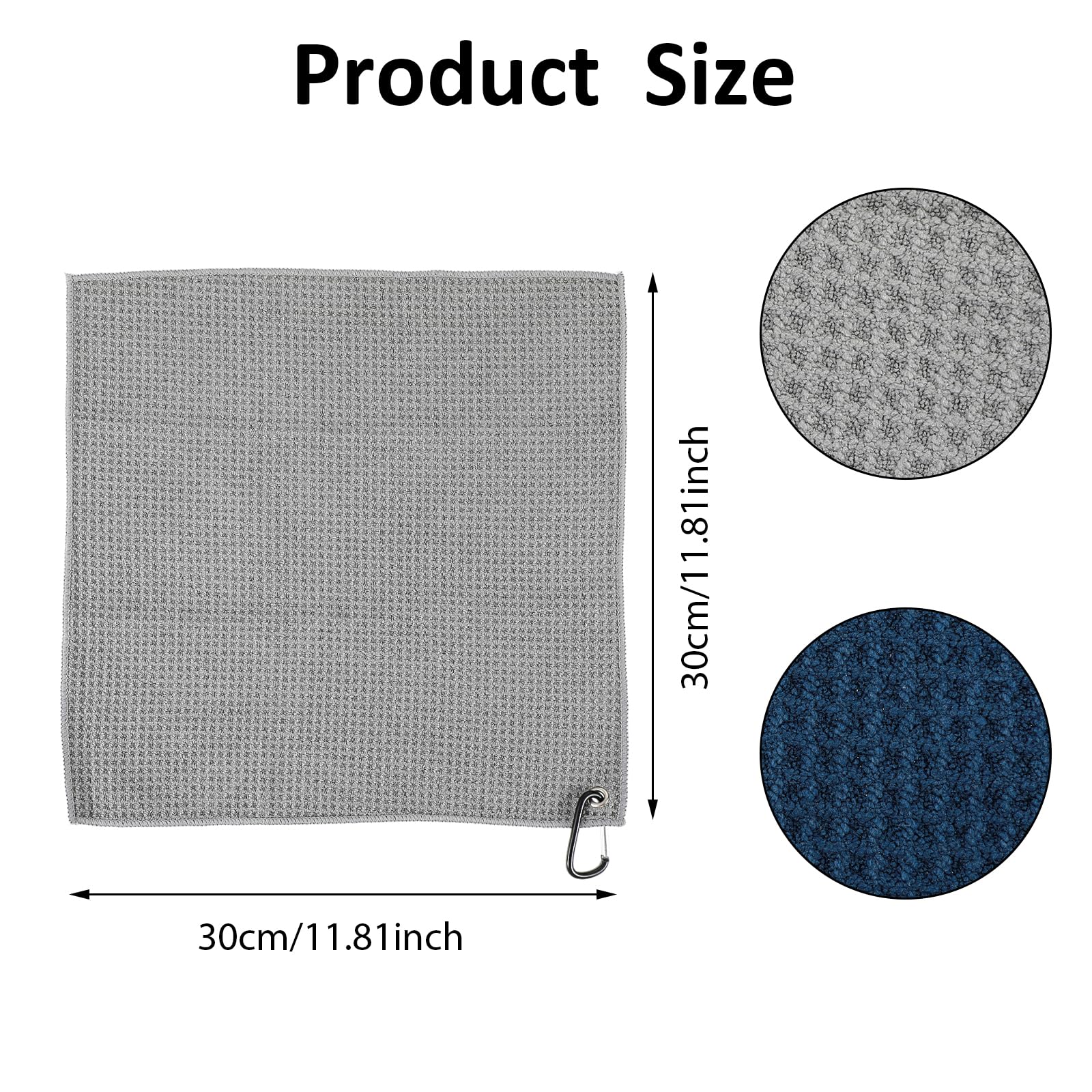 Giantree Asciugamano da golf in microfibra 30x30 cm con clip a moschettone 2 pezzi