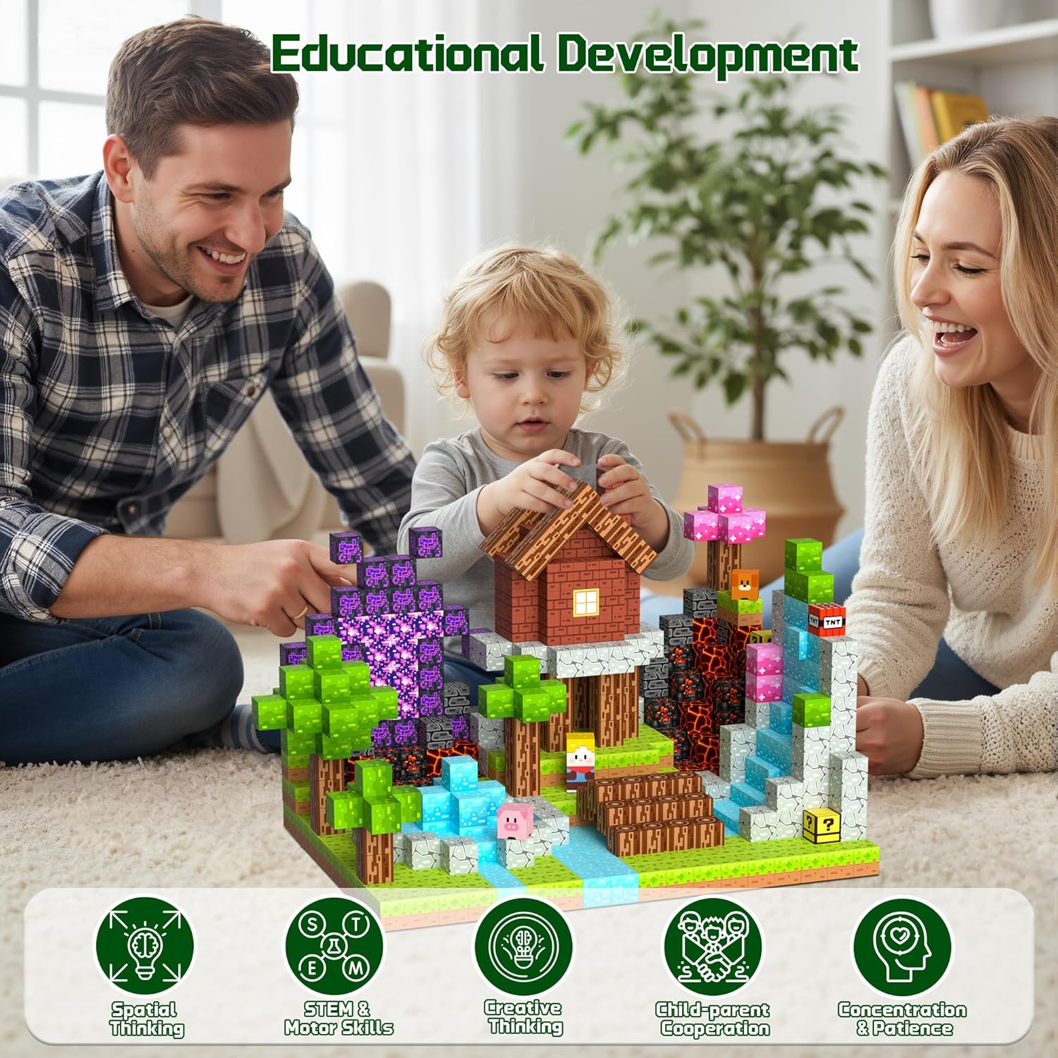 OUGUI 150 PCS Magnetic Blocks Building Block Kids - Magnet Cubes Boy Girl Constructions Toys STEM Montessori Educational Stacking Sensory Toy for Ages 3 4 5 6 7 8 9 10 11 12 Christmas Birthday Gift - Image 6