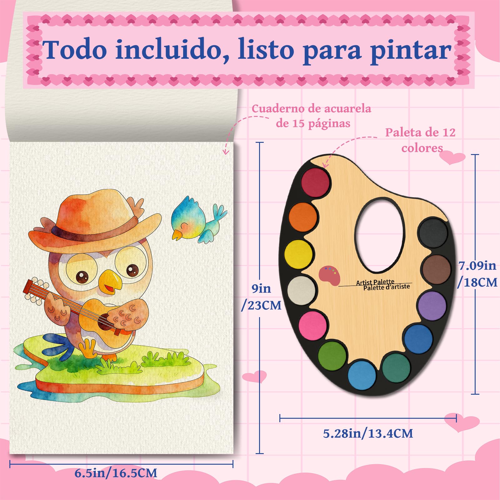 Elfew Pintura con Acuarelas para Ninos de 4 A 8 Anos, Libro para Colorear con Acuarelas, Juego de Acuarelas, Regalos para Niñas y Niños