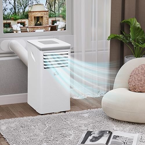 Miniatura 2 de HOMCOM - Aire acondicionado portátil de 7000 BTU para refrigeración, deshumidificación y ventilación, con control remoto, color blanco