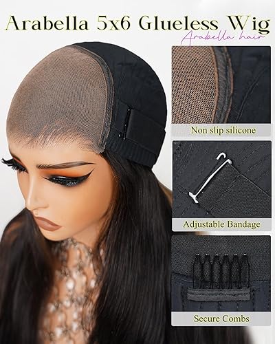 Miniatura 6 de Arabella Pelucas de cabello humano sin pegamento de 5 x 6 pulgadas, con reflejos 1B30, encaje frontal, densidad del 210 %, precortadas, sin