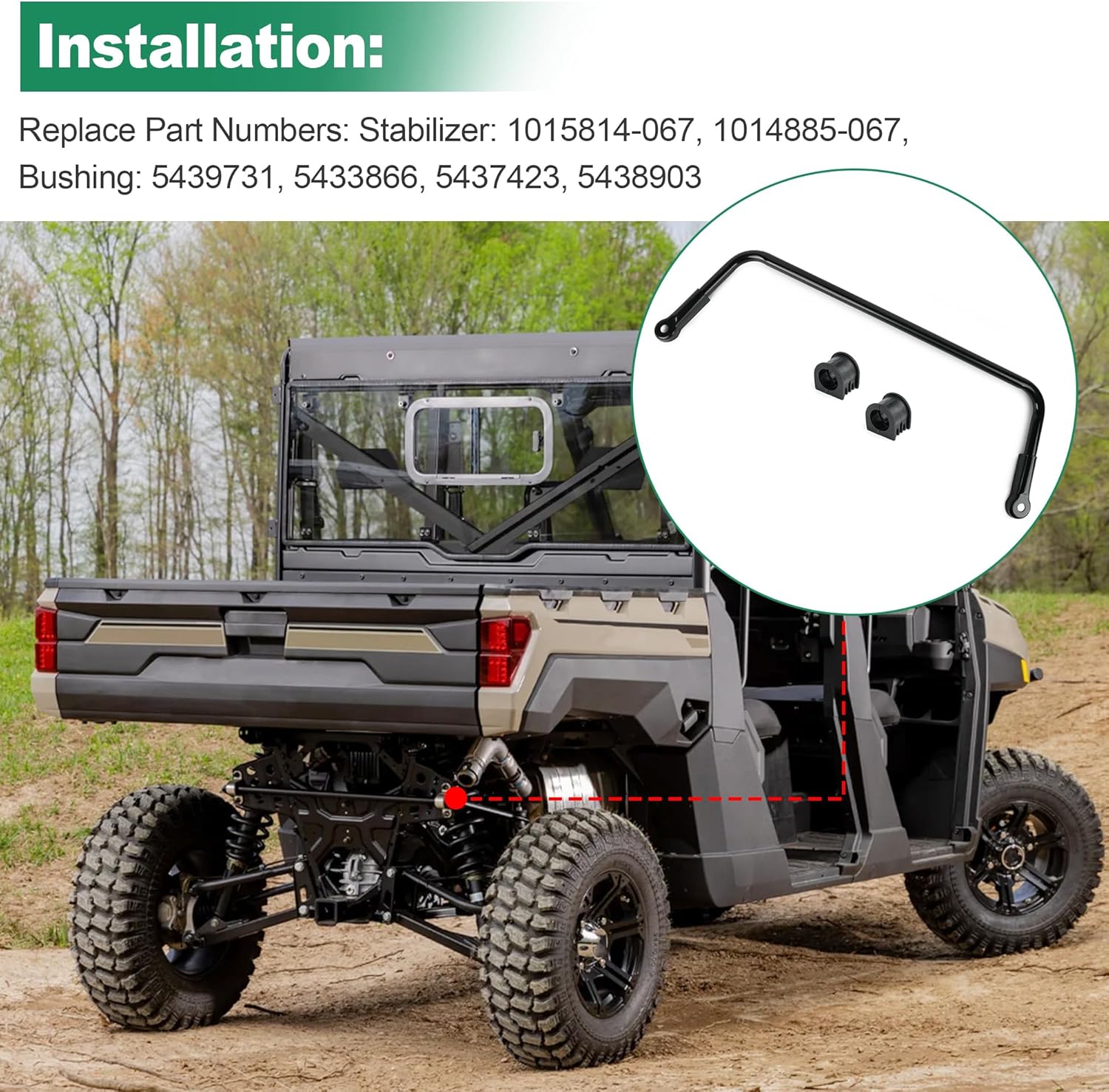 Rear Suspension Stabilizer Sway Bar Compatible with Polaris Ranger 500 2X4 4X4 2005-2008,Ranger 700 4x4 2007-2008, Ranger Xp 700 2005-2008 1015814-067, 1014885-067, 5439731, 5433866