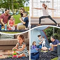 Vista 6 de Manta de picnic extra grande impermeable plegable (60 x 80 pulgadas), manta de playa impermeable a prueba de arena, 3 capas para el aire libre