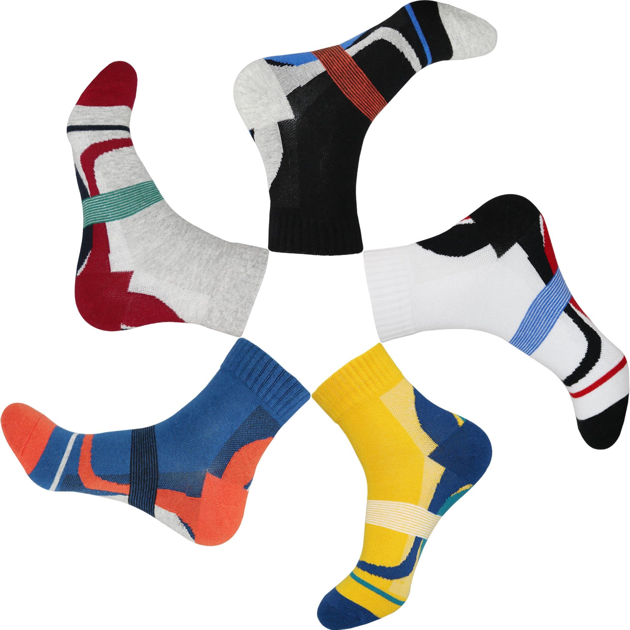 TongXG Men’s 4/5 Pack Cotton Quarter Sports Athletic Colorful Pattern Socks