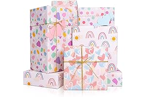 Ballet Star Wrapping Paper for Girls - Rainbow Polka Dots Heart Gift Wraps
