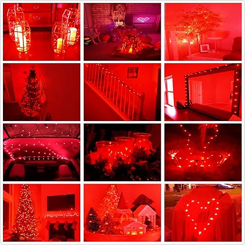 Miniatura 9 de Mini luces rojas de hadas que funcionan con pilas, decoración del día de San Valentín, 7 pies, 20 LED, alambre plateado, funciona con pilas, para