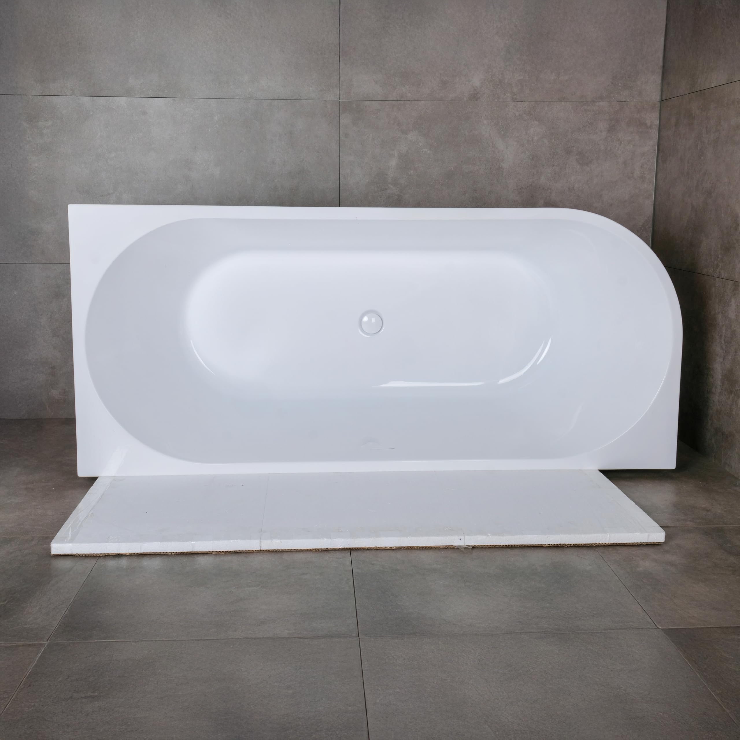 Aloni Bañera semiindependiente de esquina 180 x 80 cm derecha redonda acrílico blanco