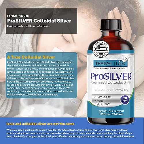 Miniatura 6 de ProSILVER Blue Label - Líquido de plata coloidal de 20 ppm (8 onzas), nanopartículas de plata líquida bioactiva optimizadas para apoyo inmunológico,