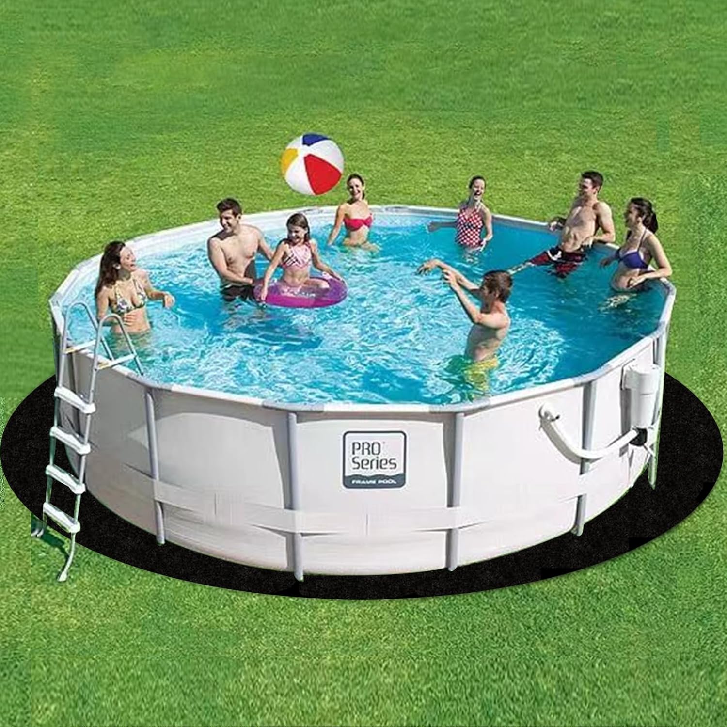 Round Pool Liner Pad for Above Ground Swimming Pool, Outdoor Pool Mat for Above Ground Pool Pad, Under Pool Floor Liner Underlayment Pad, Prevents Punctures Pool Mat Protector Tarp (15 FT)