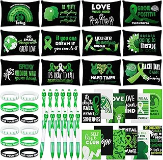Yeaqee 48 Pcs Mental Health Awareness Appreciation Gift Sets Include Bracelets Makeup Bag Ballpoint Pens Journal Notebook for Gift Supplies