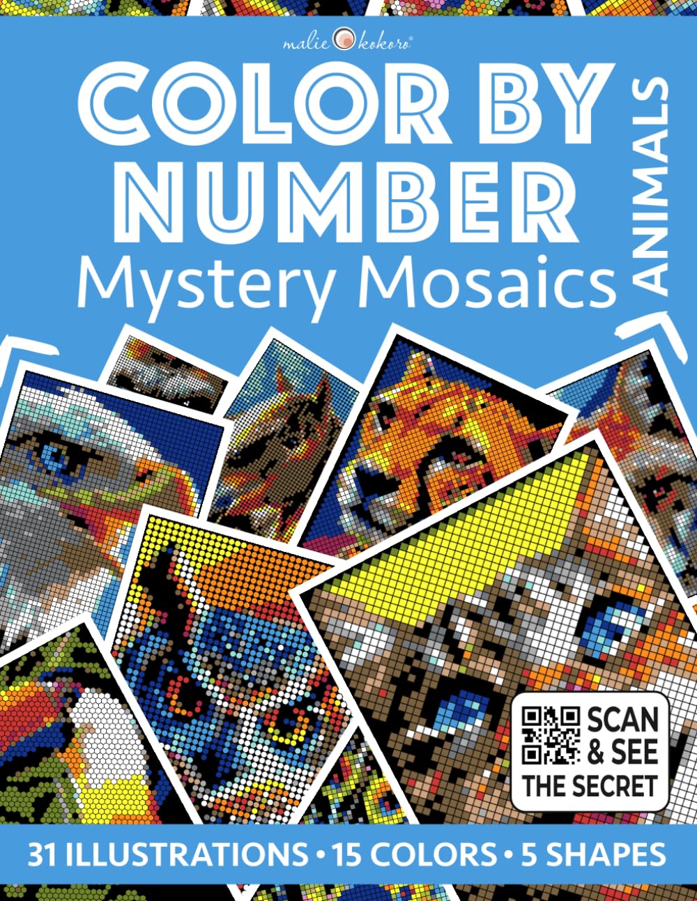 Color by Number: Animals [Premium Print] - Mystery Mosaics Coloring Book | 31 Illustrations to Reveal | 5 Mosaic Shapes: Color Quest for Stress Relief ... (Color by Number [Premium Print] | Pixelart)